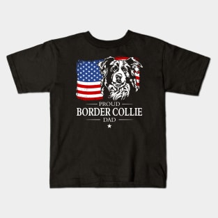 Proud Border Collie Dad American Flag patriotic dog Kids T-Shirt